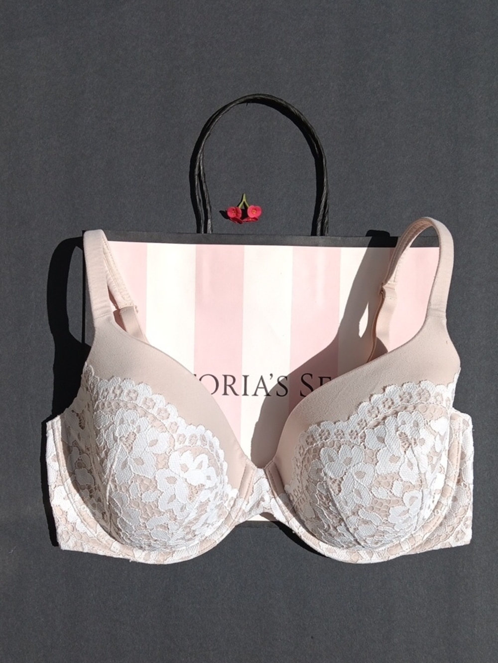 Victoria's Secret Pale Pink Lace Body By Victoria Lined Perfect Coverage Size34D